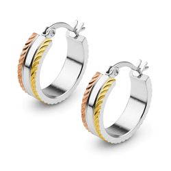 Steel Hoops with Tri-gold plating (yellow and rose gold)